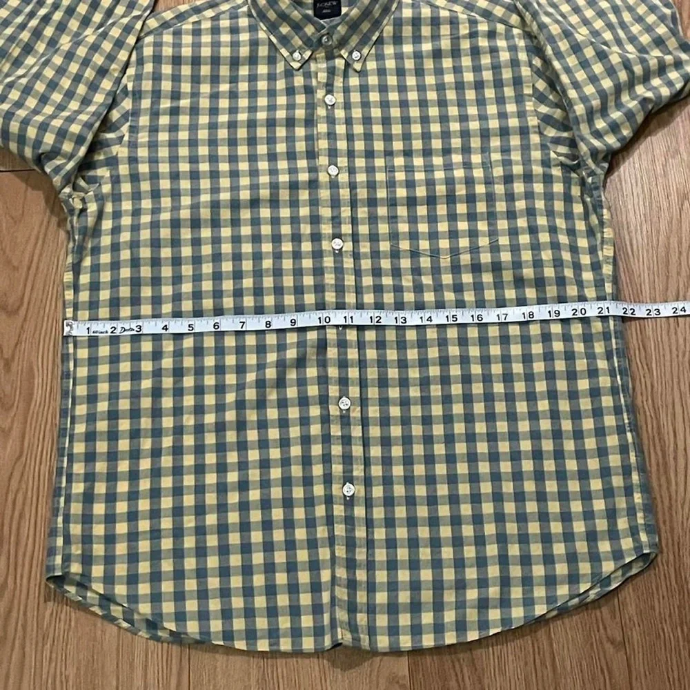 J.Crew Men’s Large Slim Fit Long Sleeve Button Down Shirt Yellow Blue Plaid